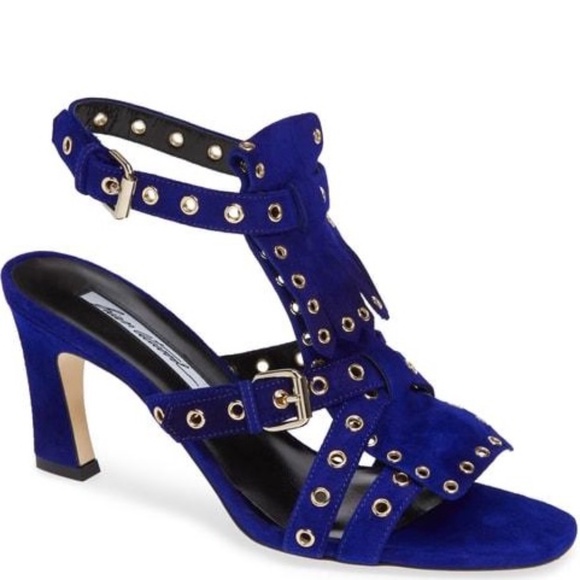 BRIAN ATWOOD Luisa Royal Blue Suede Leather Sandals Women’s Heels Pumps Shoes 6 - Picture 8 of 13